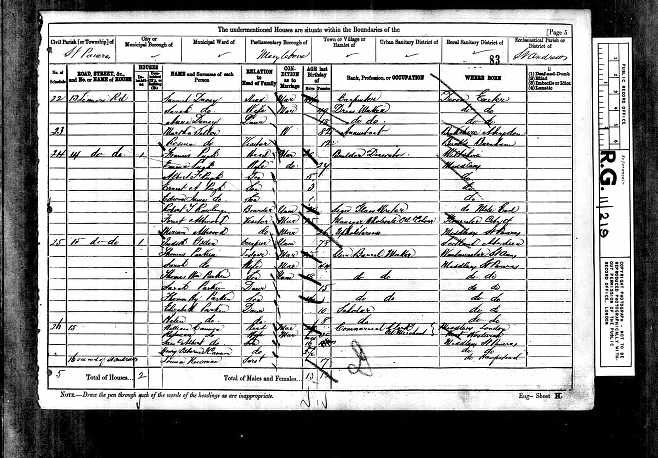 1881 Census Emma Mary Ann, Francis Pugh + children
