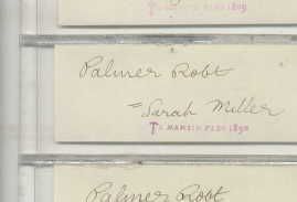 Pallots record of marriage of Robert Palmer and Sarah Miller.