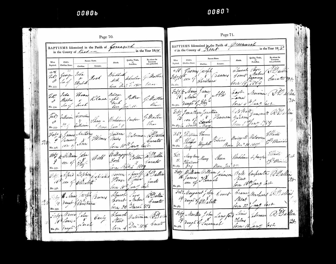 Baptism Record of baptism of Mary Ann Able
