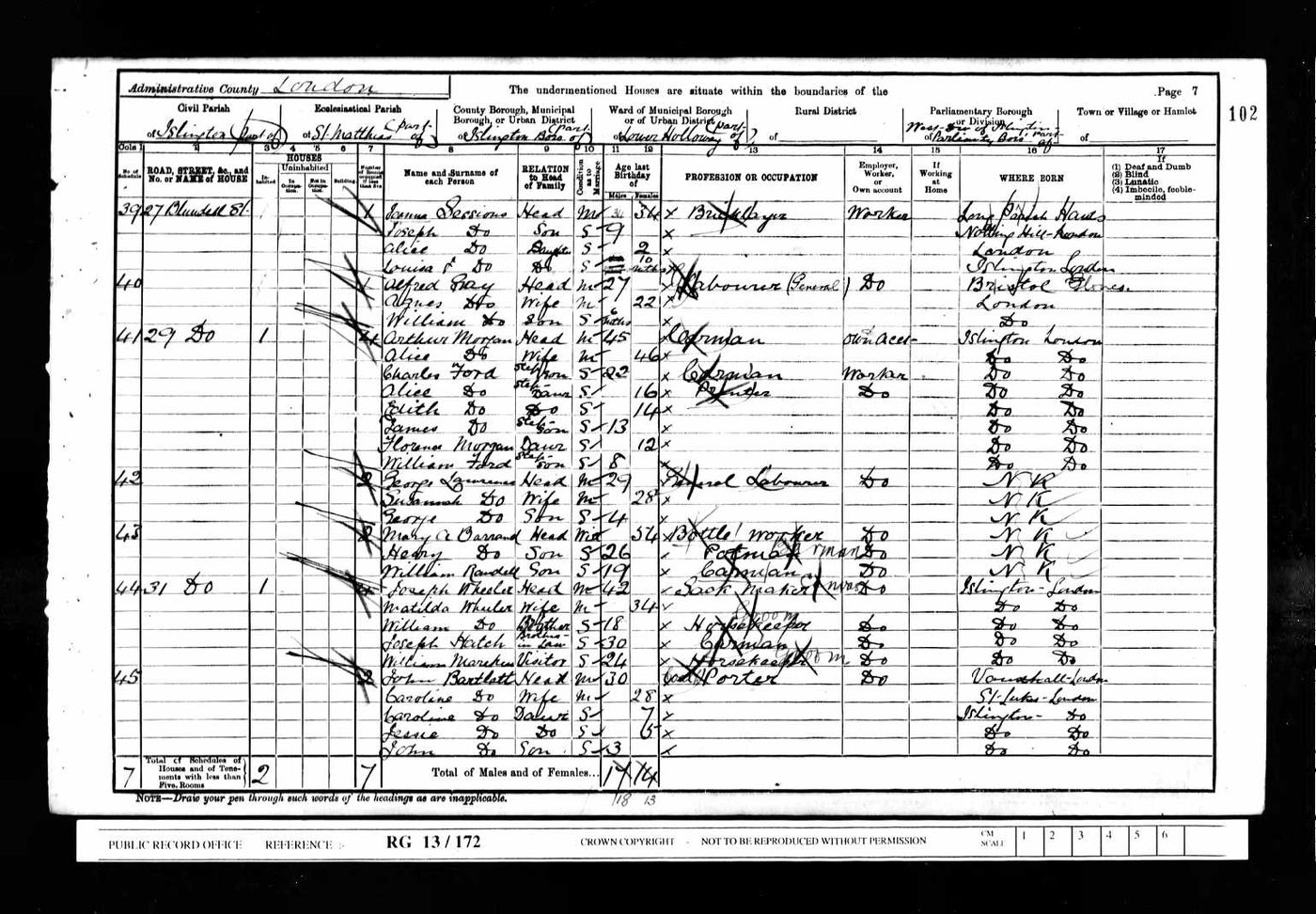 1901 Census showing William (son) as William Randell