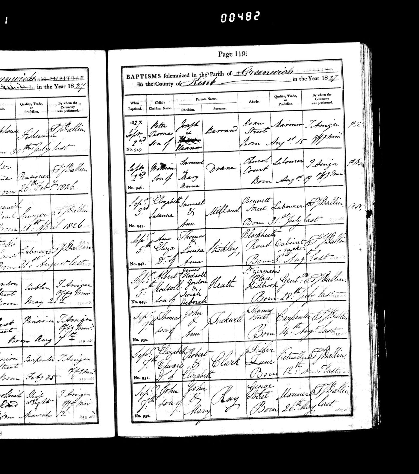 Baptism Record of Peter Thomas Barrand