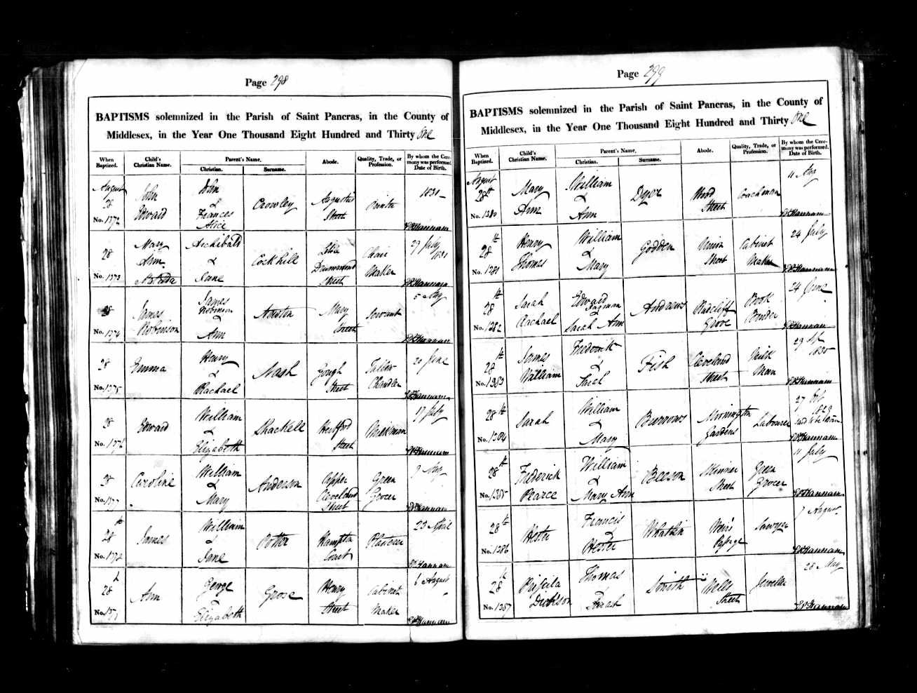 Baptism Record of Caroline Anderson