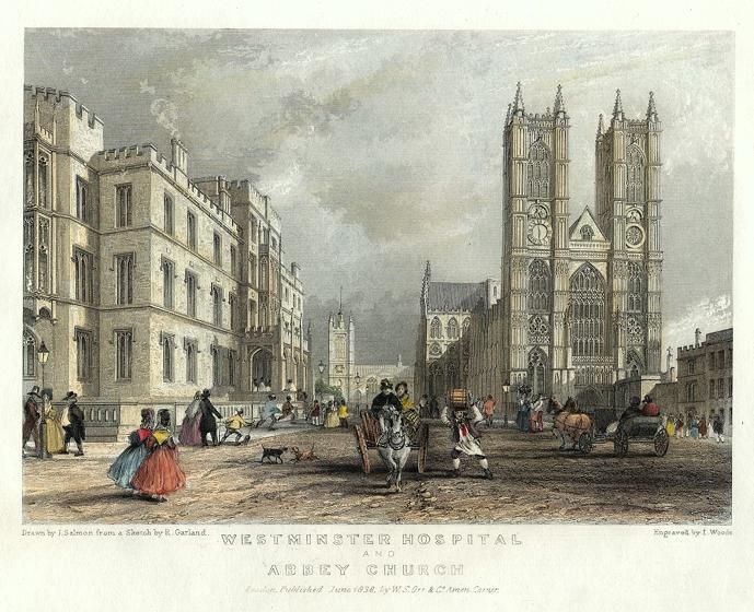 "Westminster Hospital and Abbey Church" a picture by J.Salmon & R.Garland, Woods Views in London .., 1837.