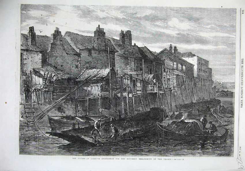 Lambeth from the Thames about 1845