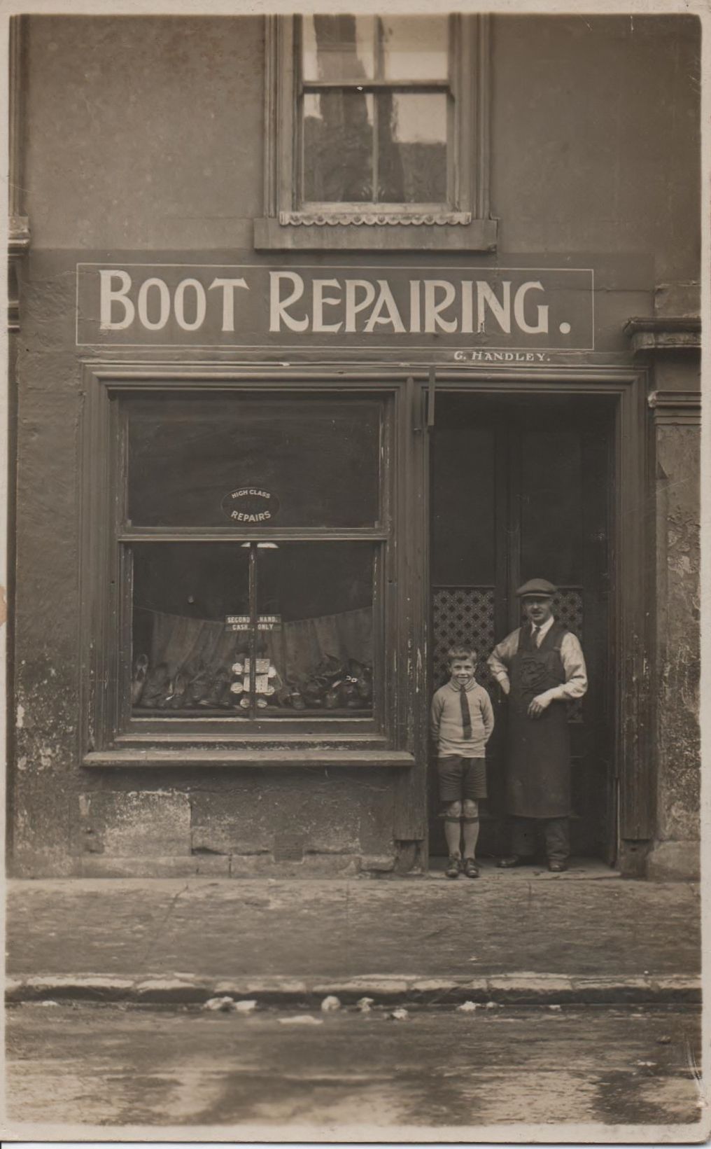 George Handley 1st Shop George Handley 2nd shop with son, George