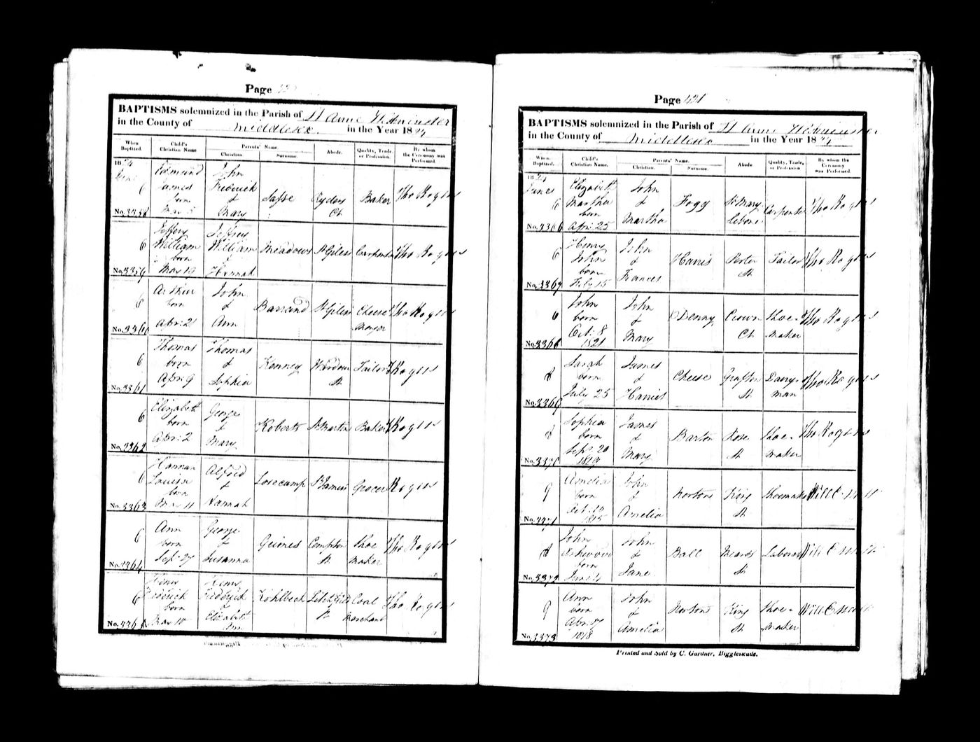 Baptism record of Arthur Barrand
