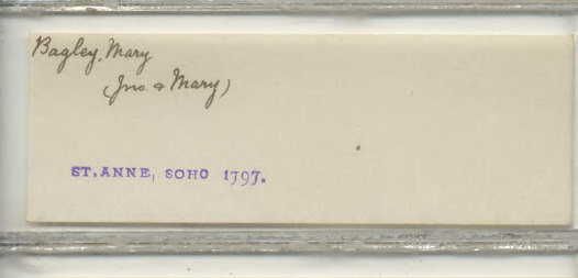 Pallots Baptism Record of Mary Bagley 1797