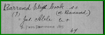 Pallots record of marriage Eliza Cook Barrand + James Able