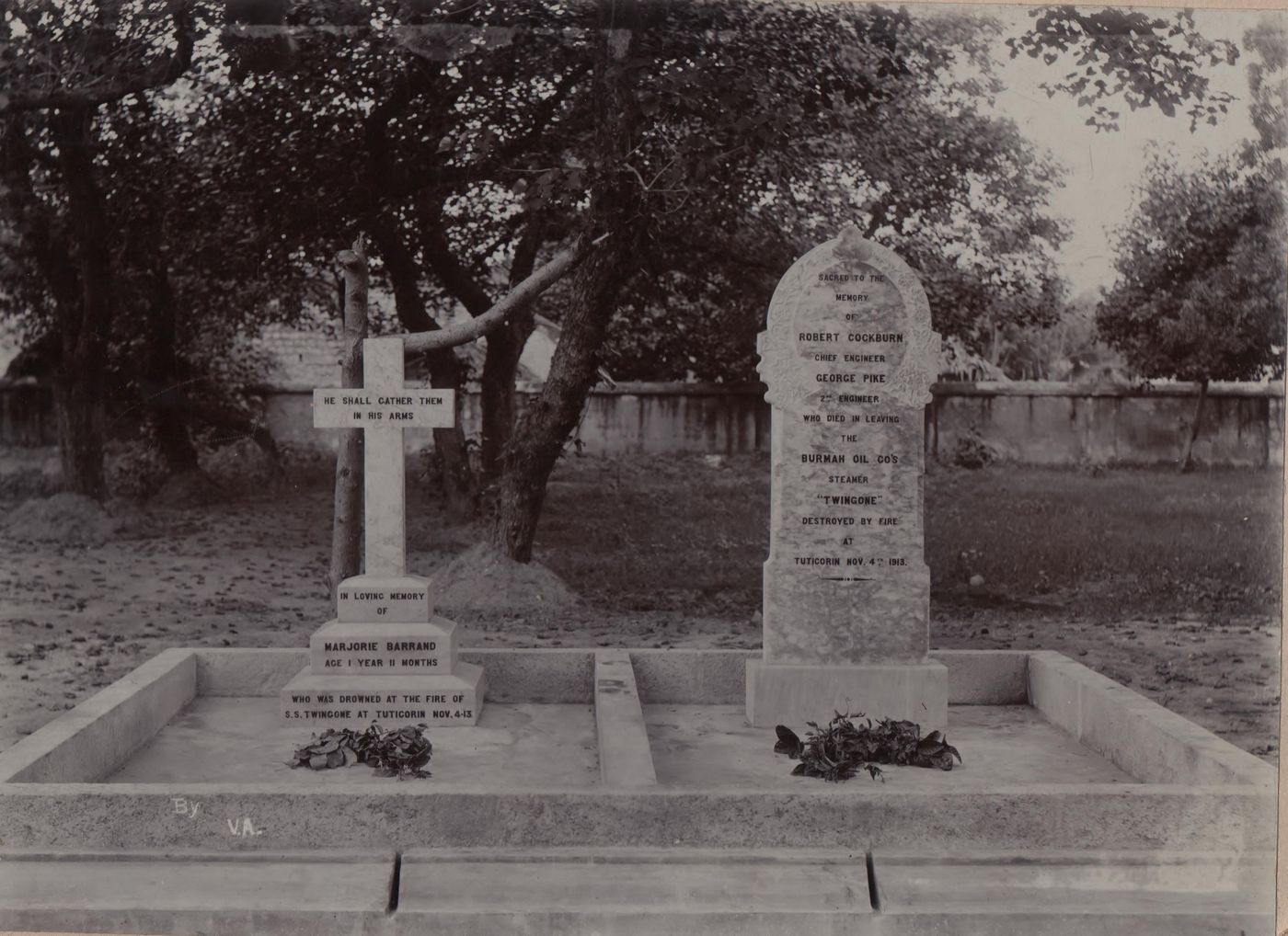 Memorial to Marjorie Barrand, Robert Cockburn and George Pike in Tuticorin