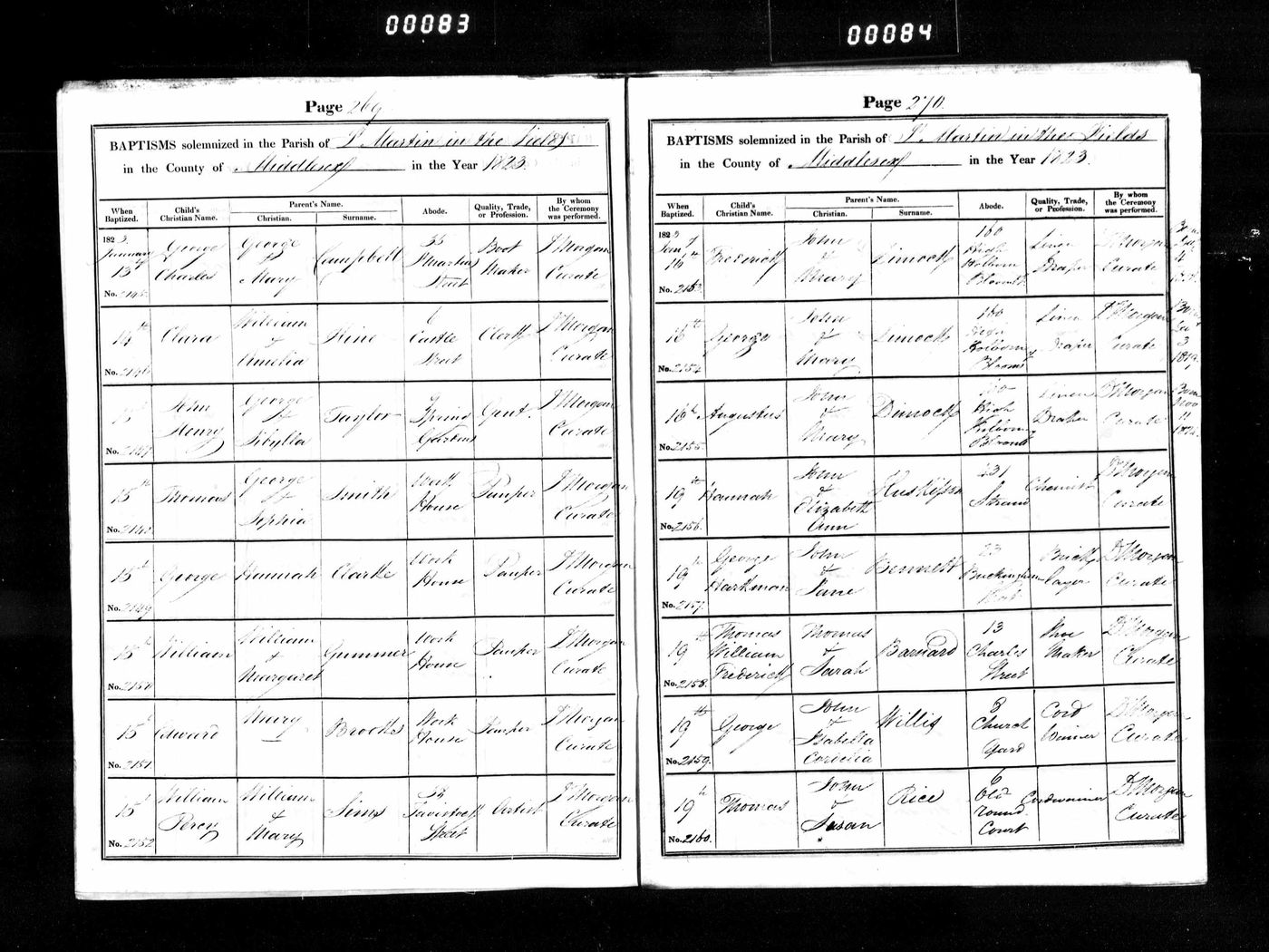 Baptism record of Thomas William Frederick Barrand