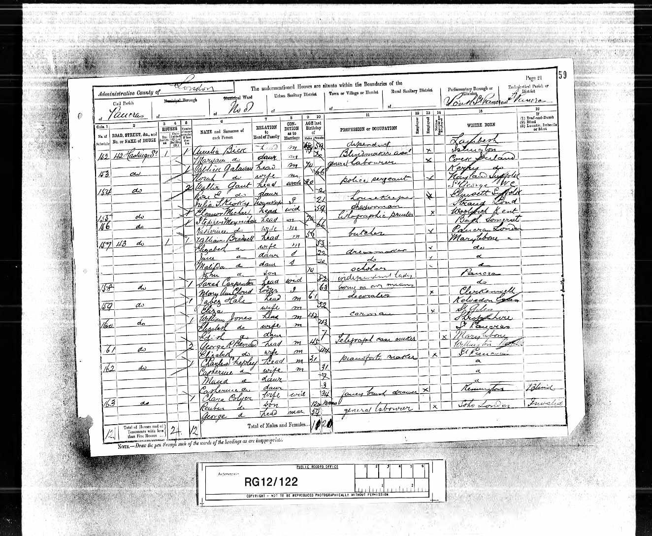 1891 census of George Barrand & Betsy Bennett