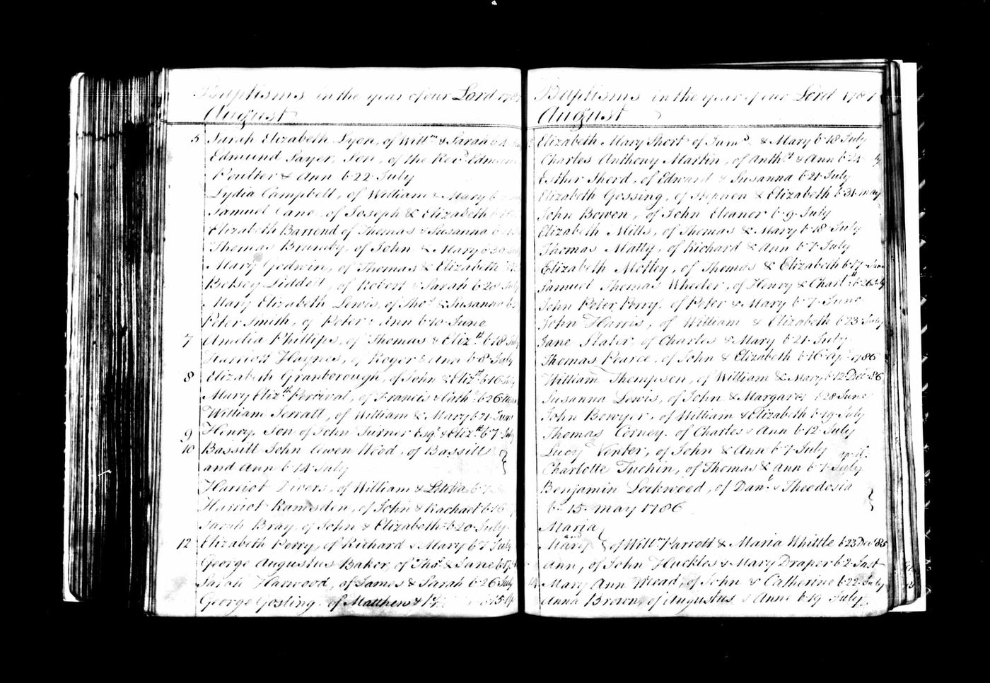 Baptism record of Elizabeth Barrand