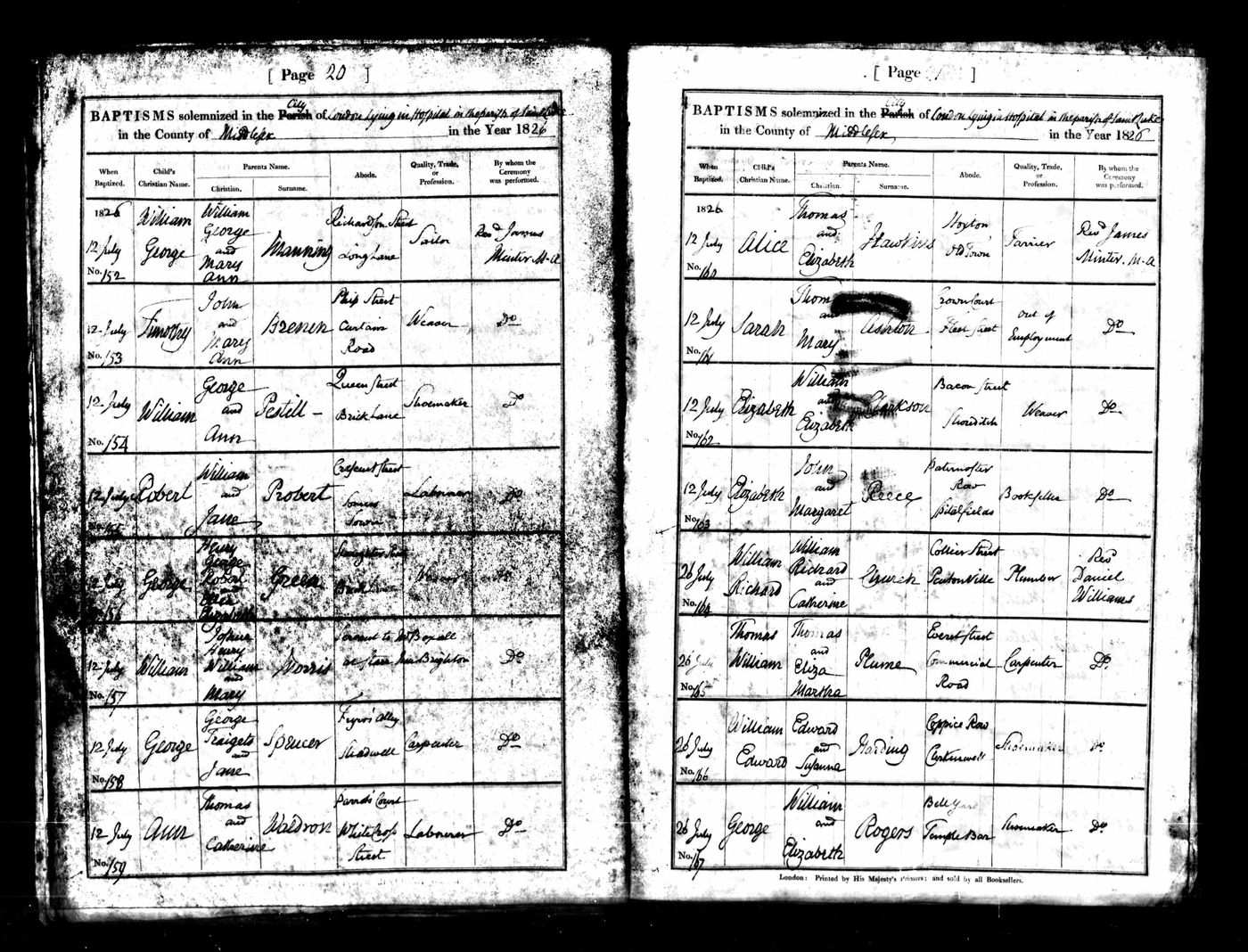 Baptism record of Mary Elizabeth Reece