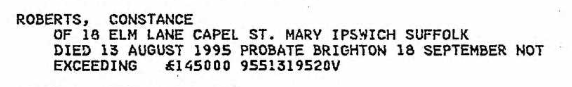 Probate record of Constance Roberts